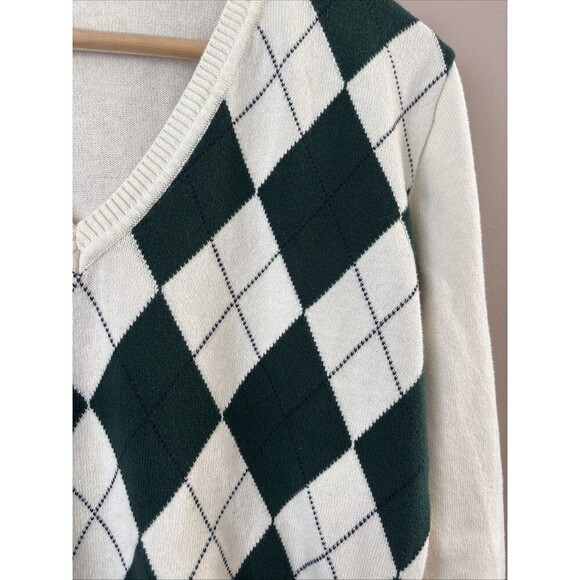 John Galt Women’s Green Beige Checkered Sweater Size Small - Picture 7 of 7
